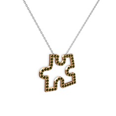 Puzzle Parça Kolye - Peridot 18 ayar rose altın kolye (40 cm gümüş rolo zincir) #1vifga6