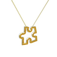 Puzzle Parça Kolye - Sitrin 18 ayar altın kolye (40 cm altın rolo zincir) #a5fctu