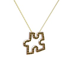 Puzzle Parça Kolye - Peridot 14 ayar rose altın kolye (40 cm altın rolo zincir) #f2zwyt