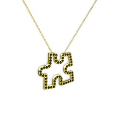 Puzzle Parça Kolye - Peridot 8 ayar altın kolye (40 cm altın rolo zincir) #g23xlq