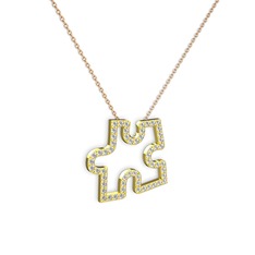 Puzzle Parça Kolye - Beyaz zirkon 8 ayar altın kolye (40 cm gümüş rolo zincir) #kf0kcv