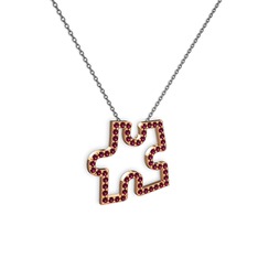 Puzzle Parça Kolye - Rodolit garnet 925 ayar rose altın kaplama gümüş kolye (40 cm gümüş rolo zincir) #tni0ih