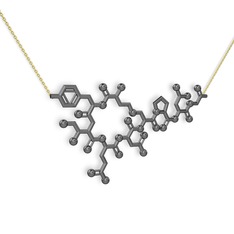 Molekül Kolye - 925 ayar siyah rodyum kaplama gümüş kolye (40 cm altın rolo zincir) #17j0kpb