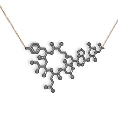 Molekül Kolye - 925 ayar siyah rodyum kaplama gümüş kolye (40 cm gümüş rolo zincir) #1n299x