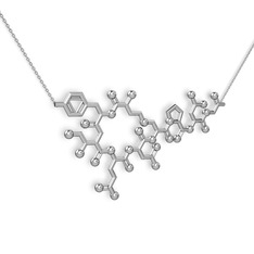 Molekül Kolye - 18 ayar beyaz altın kolye (40 cm beyaz altın rolo zincir) #1u0xc4s