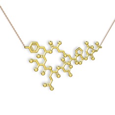 Molekül Kolye - 925 ayar altın kaplama gümüş kolye (40 cm rose altın rolo zincir) #9q142a