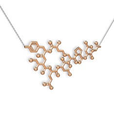 Molekül Kolye - 8 ayar rose altın kolye (40 cm beyaz altın rolo zincir) #t85d4x