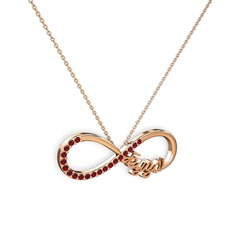 İsimli Sonsuzluk kolye - Garnet 8 ayar rose altın kolye (40 cm rose altın rolo zincir) #18oflpn