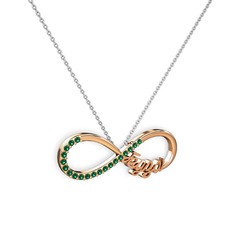 İsimli Sonsuzluk kolye - Yeşil kuvars 8 ayar rose altın kolye (40 cm gümüş rolo zincir) #1q5l0hs
