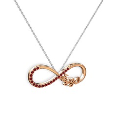 İsimli Sonsuzluk kolye - Garnet 18 ayar rose altın kolye (40 cm gümüş rolo zincir) #1w05h8t