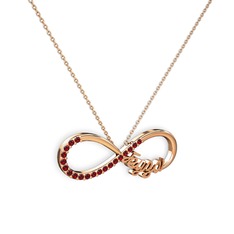 Garnet 14 ayar rose altın kolye (40 cm rose altın rolo zincir)