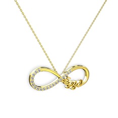 İsimli Sonsuzluk kolye - Pırlanta 14 ayar altın kolye (0.3 karat, 40 cm altın rolo zincir) #xd8wny