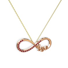 İsimli Sonsuzluk kolye - Kök yakut 18 ayar rose altın kolye (40 cm altın rolo zincir) #xqf9q6