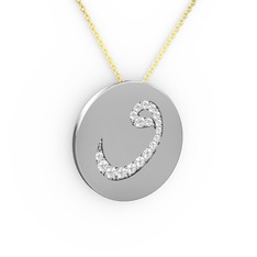 Beyaz zirkon 18 ayar beyaz altın kolye (40 cm gümüş rolo zincir)
