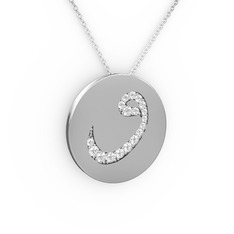 Taşlı Vav Kolye - Beyaz zirkon 925 ayar gümüş kolye (40 cm beyaz altın rolo zincir) #xnt6f2