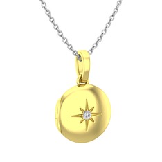Yadigar Madalyon Kolye - Beyaz zirkon 8 ayar altın kolye (40 cm gümüş rolo zincir) #17qqimf