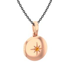 Yadigar Madalyon Kolye - Sitrin 925 ayar rose altın kaplama gümüş kolye (40 cm gümüş rolo zincir) #1eqqst4