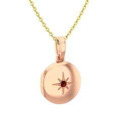 Yadigar Madalyon Kolye - Garnet 14 ayar rose altın kolye (40 cm altın rolo zincir) #1h7kxk3