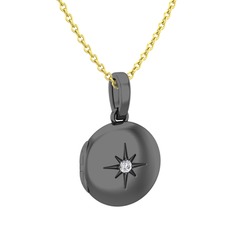 Yadigar Madalyon Kolye - Swarovski 925 ayar siyah rodyum kaplama gümüş kolye (40 cm altın rolo zincir) #8vvbyq