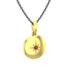 Yadigar Madalyon Kolye - Kök yakut 925 ayar altın kaplama gümüş kolye (40 cm gümüş rolo zincir) #dxqu9x