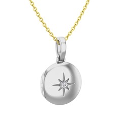 Yadigar Madalyon Kolye - Beyaz zirkon 925 ayar gümüş kolye (40 cm altın rolo zincir) #mrtmzg