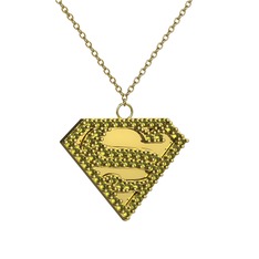 Superman Kolye - Peridot 18 ayar altın kolye (40 cm altın rolo zincir) #1k7rdh