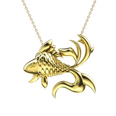 Japon Balığı Kolye - Peridot 18 ayar altın kolye (40 cm altın rolo zincir) #qdjfkz