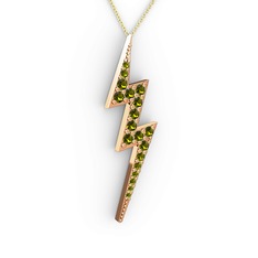 Şimşek Kolye - Peridot 14 ayar rose altın kolye (40 cm altın rolo zincir) #10e5bt7