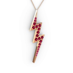 Şimşek Kolye - Rodolit garnet 14 ayar rose altın kolye (40 cm rose altın rolo zincir) #10o50m