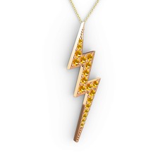 Şimşek Kolye - Sitrin 18 ayar rose altın kolye (40 cm altın rolo zincir) #13alwjo