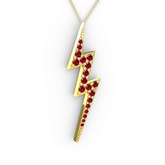 Şimşek Kolye - Garnet 18 ayar altın kolye (40 cm gümüş rolo zincir) #165pjly