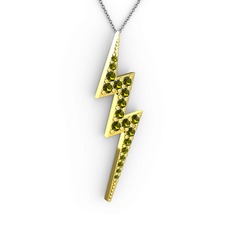Şimşek Kolye - Peridot 8 ayar altın kolye (40 cm gümüş rolo zincir) #1ahalwu