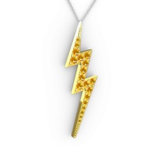 Şimşek Kolye - Sitrin 8 ayar altın kolye (40 cm beyaz altın rolo zincir) #1cubsz6