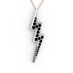 Şimşek Kolye - Siyah zirkon 925 ayar gümüş kolye (40 cm gümüş rolo zincir) #1wuy8am