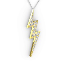 Şimşek Kolye - Beyaz zirkon 925 ayar altın kaplama gümüş kolye (40 cm beyaz altın rolo zincir) #aok5i1