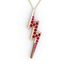 Şimşek Kolye - Rodolit garnet 18 ayar rose altın kolye (40 cm gümüş rolo zincir) #nzdwke