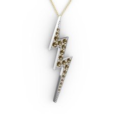 Şimşek Kolye - Dumanlı kuvars 925 ayar gümüş kolye (40 cm altın rolo zincir) #ryxk7j