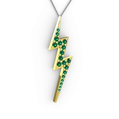 Şimşek Kolye - Yeşil kuvars 925 ayar altın kaplama gümüş kolye (40 cm gümüş rolo zincir) #uakmb
