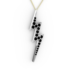 Şimşek Kolye - Siyah zirkon 925 ayar gümüş kolye (40 cm altın rolo zincir) #x0dhec