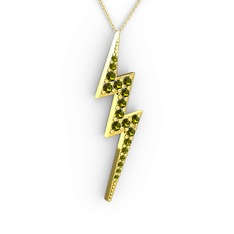 Şimşek Kolye - Peridot 14 ayar altın kolye (40 cm altın rolo zincir) #ydtebh