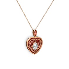 Swarovski ve garnet 18 ayar rose altın kolye (40 cm rose altın rolo zincir)