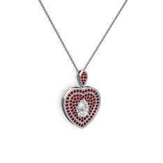 Swarovski ve garnet 925 ayar gümüş kolye (40 cm gümüş rolo zincir)