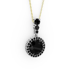 Lavinya Kolye - Siyah zirkon 925 ayar gümüş kolye (40 cm altın rolo zincir) #10m6vso