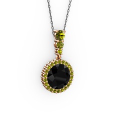 Lavinya Kolye - Siyah zirkon ve peridot 18 ayar rose altın kolye (40 cm gümüş rolo zincir) #12tbhvu