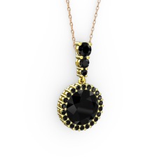Lavinya Kolye - Siyah zirkon 18 ayar altın kolye (40 cm gümüş rolo zincir) #145x0qj