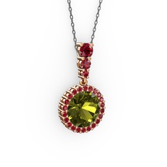 Lavinya Kolye - Peridot ve garnet 8 ayar rose altın kolye (40 cm gümüş rolo zincir) #17y5hhq