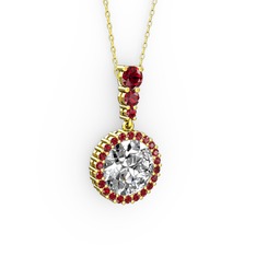 Lavinya Kolye - Swarovski ve garnet 925 ayar altın kaplama gümüş kolye (40 cm gümüş rolo zincir) #8nazlo