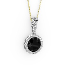 Lavinya Kolye - Siyah zirkon ve swarovski 925 ayar gümüş kolye (40 cm altın rolo zincir) #yk4lm3