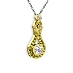 Lale Kolye - Swarovski ve peridot 18 ayar altın kolye (40 cm gümüş rolo zincir) #17ndqes