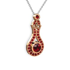 Garnet 18 ayar rose altın kolye (40 cm gümüş rolo zincir)